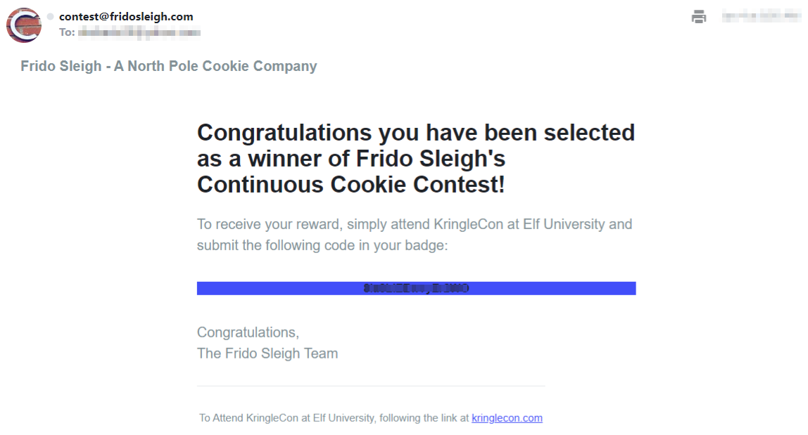 Frido Sleigh Contest Winner E-mail